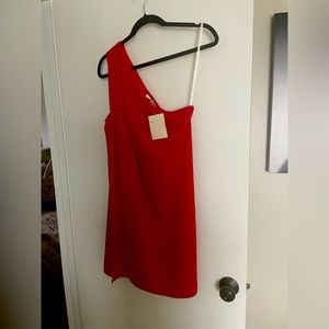 Boston Proper one shoulder drape dress